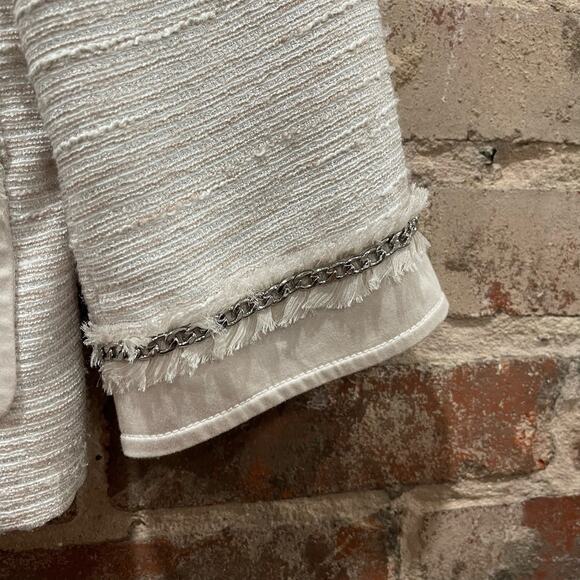 White House Black Market Tweed Jacket in‎ Cream Size 6 - Picture 5 of 7